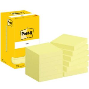 Lipnūs lapeliai užrašams 3M Post-it 76x76mm 12 vnt./pak., geltonos spalvos