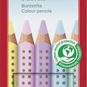 Spalvoti pieštukai "Faber-Castell Jumbo Grip" pasteliniai 5 spalvų