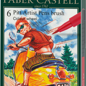 Teptukiniai rašikliai piešimui Faber-Castell Pitt Artist Pen, Colour wheel, 6 spalvų