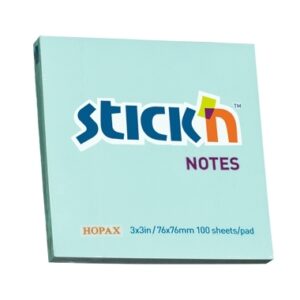 Lipnūs lapeliai Stick´N 21149, 76x76mm, 100 lapelių, melsvos spalvos