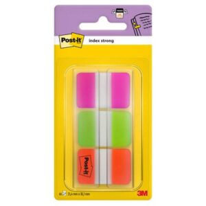 Plastikiniai žymekliai Post-it Super Strong, 25x38mm, 3 spalvų po 22vnt.