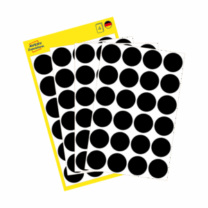 Lipdukai Avery Zweckform, apvalūs, Ø18mm, 96vnt  pakuotėje, juodos spalvos