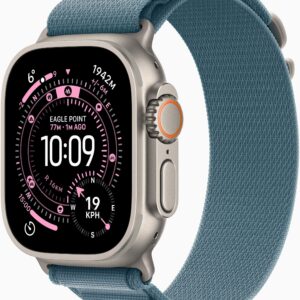 Apple Watch Ultra 3 GPS + Cellular 49mm Natural Titanium Case with Light Blue Alpine Loop - Medium, MEWM4QR/A