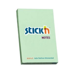 Lipnūs lapeliai Stick´N 21147, 51x76mm, 100 lapelių, šviesiai žalios spalvos