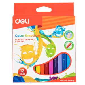 Plastikinės kreidelės DELI EC20000, 12 spalvų