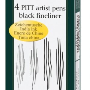 Rašikliai piešimui Faber-Castell PITT, XS, S, F, M, 4 vnt., juodos spalvos