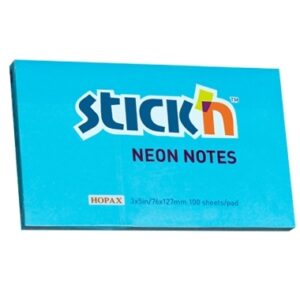 Lipnūs lapeliai Stick´N 21213, 76x127mm, 100 lapelių, neoninės mėlynos spalvos