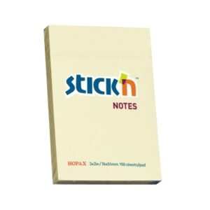 Lipnūs lapeliai Stick´N 21006, 51x76mm, 100 lapelių, geltonos spalvos