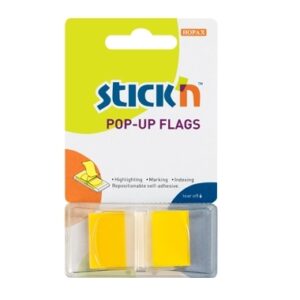 Plastikiniai žymekliai Stick´N 26021, 45x25mm, 50vnt., geltonos spalvos, blisteryje