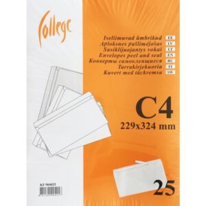 Vokai C4 College, 324x229 mm, su nuplėšiama juostele per ilgąją kraštinę, baltos spalvos, 25vnt