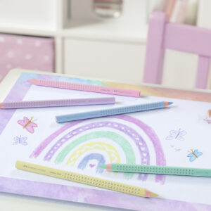 Spalvoti pieštukai "Faber-Castell Jumbo Grip" pasteliniai 5 spalvų - Image 3