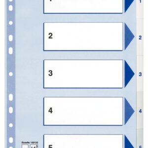 Skiriamieji lapai Esselte PP, A4, 1-5 skaičiai, baltos spalvos