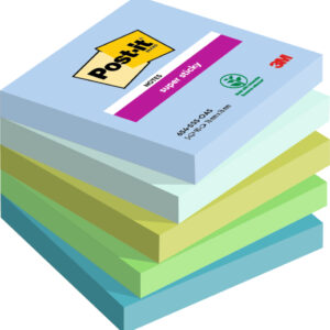 Lipnūs lapeliai užrašams 3M Post-it® Super Sticky Oasis, 76x76mm, 5 vnt. po 90 lapelių