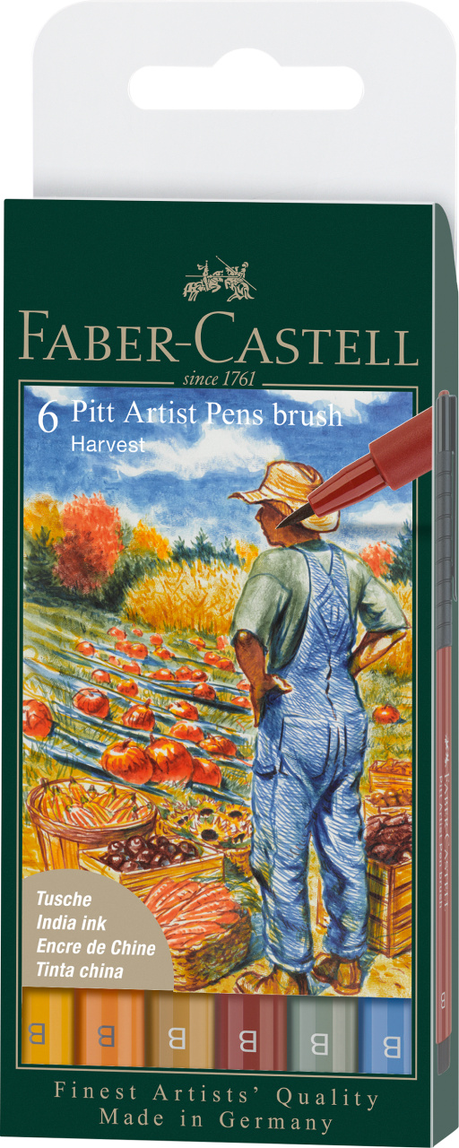 167179_Pitt Artist Pen Brush India ink pen, wallet of 6, Harvest