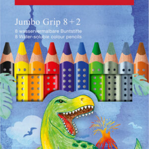 Akvareliniai pieštukai Faber-Castell Jumbo grip Dinosaur, 8+2 spalvos