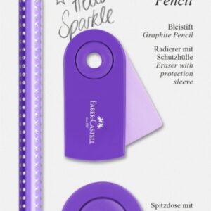 *Pieštukų rinkinys Faber-Castell Jumbo Sparkle, su drožtuku ir trintuku, violetinės spalvos - Image 2
