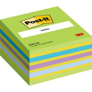Lipnūs lapeliai Post-it, 76x76mm, 450 lapelių, žalios ir mėlynos spalvos