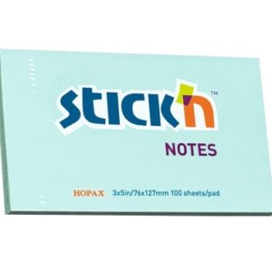 Lipnūs lapeliai Stick´N 21155, 76x127mm, 100 lapelių, melsvos spalvos
