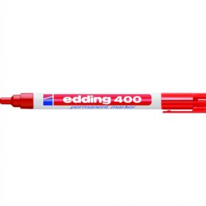 Permanentinis žymeklis Edding 400, apvaliu galiuku, 1mm, raudonos spalvos