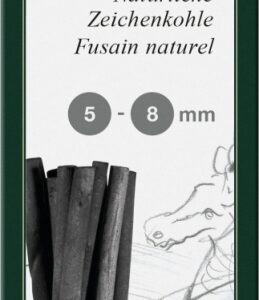 Medžio anglies lazdelė Faber-Castell PITT, 5-8mm, 12vnt