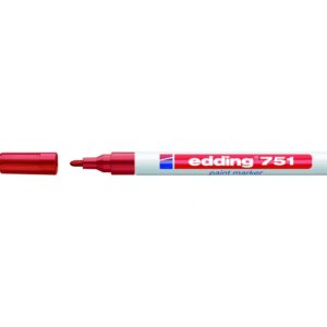 Žymeklis Edding 751 lako pagrindu, apvaliu galiuku, 1-2mm, raudonos spalvos