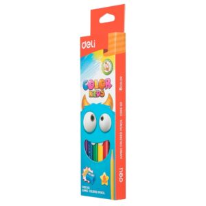 Spalvoti pieštukai DELI EC00660 jumbo, 6 spalvų