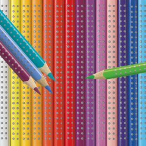 Spalvoti pieštukai Faber-Castell Grip, tribriauniai, 12 spalvų, metalinėje dėžutėje - Image 3