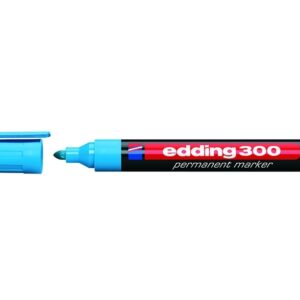 Permanentinis žymeklis Edding 300, apvaliu galiuku, 1,5-3mm, šviesiai mėlynos spalvos