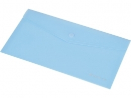 Aplankas-vokas Panta Plast, Focus, DL 138x250mm, horizontalus, su spaustuku, mėlynos spalvos