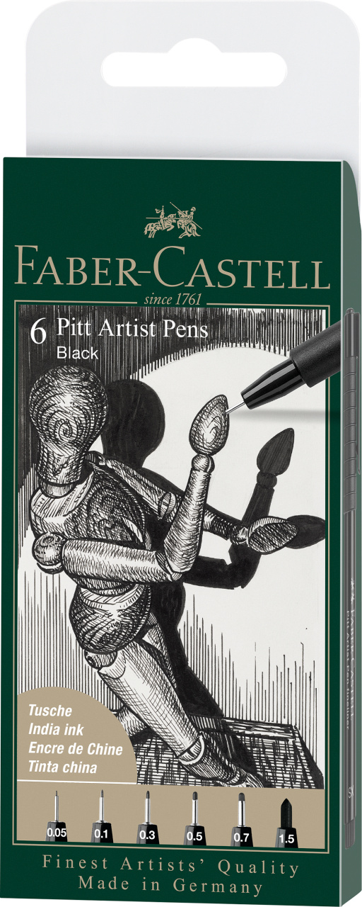 167154_Pitt Artist Pen India ink pen, wallet of 6, black