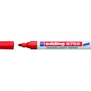 Žymeklis Edding 8750, apvaliu galiuku, 2-4mm, su aliejiniu tušu, skirtas pramonei, raudonos spalvos
