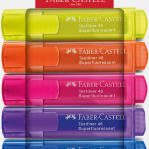 Teksto žymeklių rinkinys Faber-Castell 46, labai ryškių spalvų, 6 spalvos
