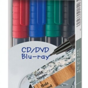 Permanentinių rašiklių rinkinys Faber-Castell Multimark S, 0,4mm, su trintuku, 4 spalvos