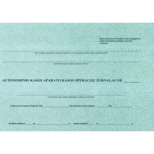Autonominio kasos aparato kasos operacijų žurnalas , A4, horizontalus, segtas per nugarėlę