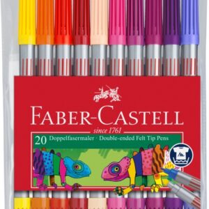 Flomasteriai Faber-Castell, dvipusiai, 20 spalvų