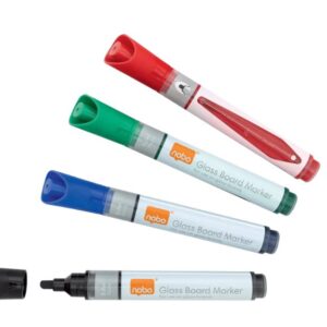 Žymeklių stiklinei lentai rinkinys Nobo 1905324, apvaliu galiuku, 1-3mm, 4 spalvos
