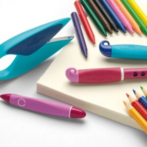 Plunksnakotis Faber-Castell Scribolino, kairiarankiams, rožinės spalvos korpusas - Image 4