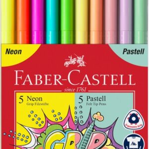 Flomasteriai Faber-Castell Grip, tribriauniai, 10 spalvų