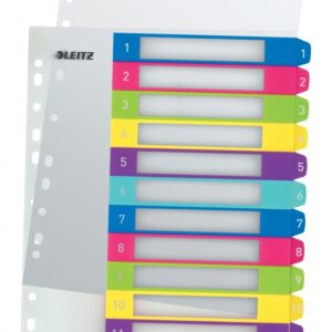 Skiriamieji lapai Leitz WOW Print, A4+, 1-12, plastikiniai, įvairių spalvų