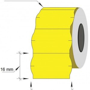 Kainų etiketės 26x16mm, banguotos, 1000vnt, geltonos spalvos - Image 2