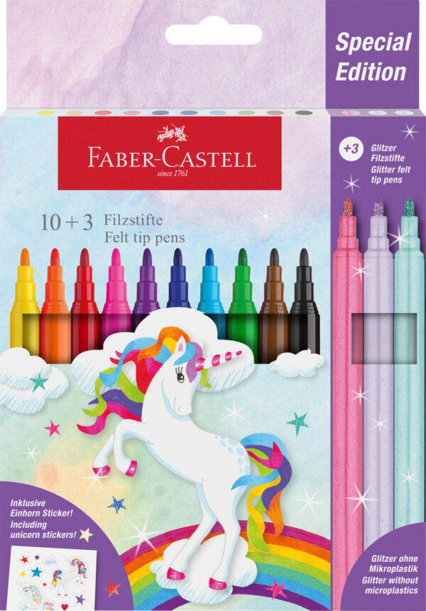 554213_Felt-tip pen unicorn, cardboard wallet of 13 incl. stickers