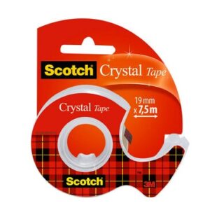 Lipni juosta Scotch Crystal Clear, 19mmx7,5m, su laikikliu