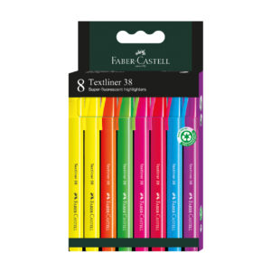 Teksto žymeklių rinkinys Faber-Castell 38 8 spalvų
