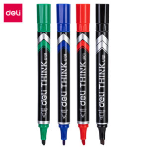 Permanentinis žymeklis DELI U101 1,5-5 mm, kirstu galiuku, 4 spalvų rinkinys - Image 2