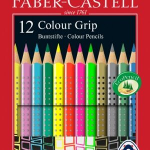 Spalvoti pieštukai Faber-Castell Grip, 12 neoninių spalvų