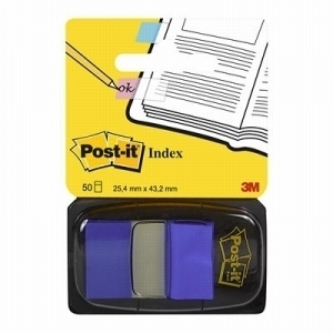 Plastikiniai žymekliai Post-it, 25x43mm, 50vnt., mėlynos spalvos