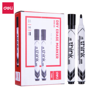 Žymeklis baltai lentai Deli U00120 juodas, apvalus galiukas 2,0 mm - Image 2