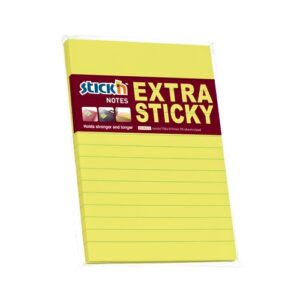 Lipnūs lapeliai Stick´N Extra Sticky 21667, 150x101mm, 90 lapelių, neoninės geltonos spalvos, linijomis