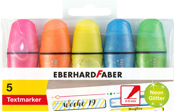 Mini Highlighter glitter neon box of 5