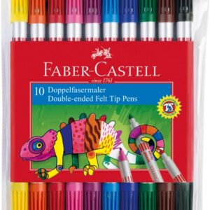 Flomasteriai Faber-Castell, dvipusiai, 10 spalvų